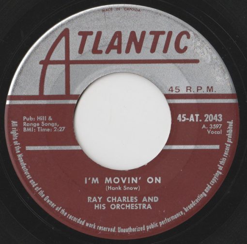 Ray Charles And His Orchestra - I'm Movin' On / I Believe To My Soul (7", Single) (Near Mint (NM or M-))