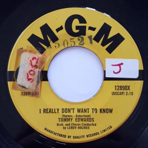 Tommy Edwards - I Really Don't Want To Know / Unloved (7") (Very Good Plus (VG+))