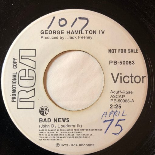 George Hamilton IV - Bad News (7", Promo) (Very Good Plus (VG+))