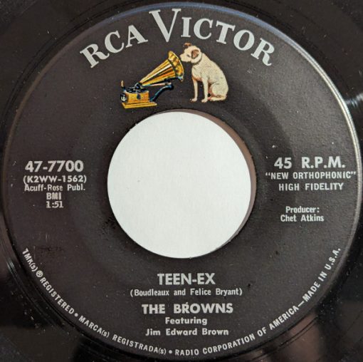 The Browns (3) Featuring Jim Ed Brown - Teen-Ex / The Old Lamplighter (7") (Near Mint (NM or M-))