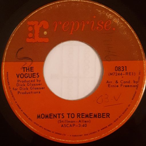 The Vogues - Moments To Remember / Once In A While (7", Single) (Near Mint (NM or M-))