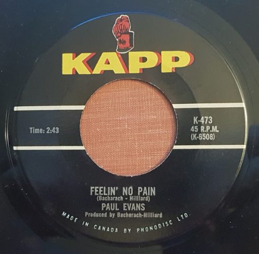 Paul Evans - Feelin' No Pain / A Picture Of You (7", Single) (Good Plus (G+))