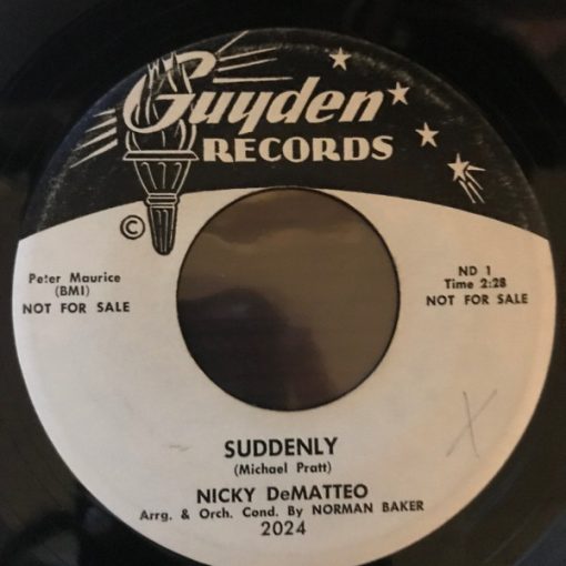 Nicky DeMatteo - Suddenly / I Couldn't Sleep A Wink Last Night (7", Single, Promo) (Very Good Plus (VG+))