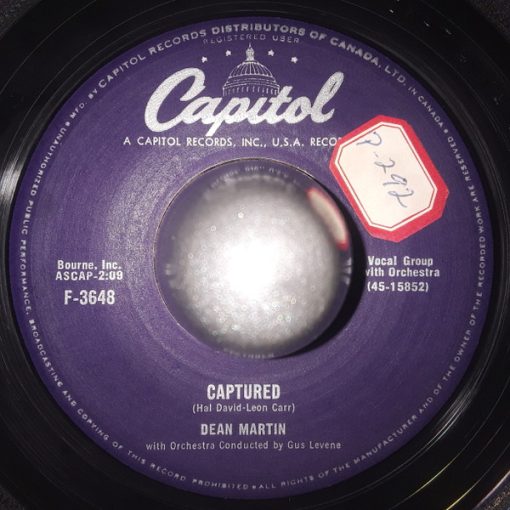 Dean Martin - Captured / The Man Who Plays The Mandolino (7") (Very Good Plus (VG+))