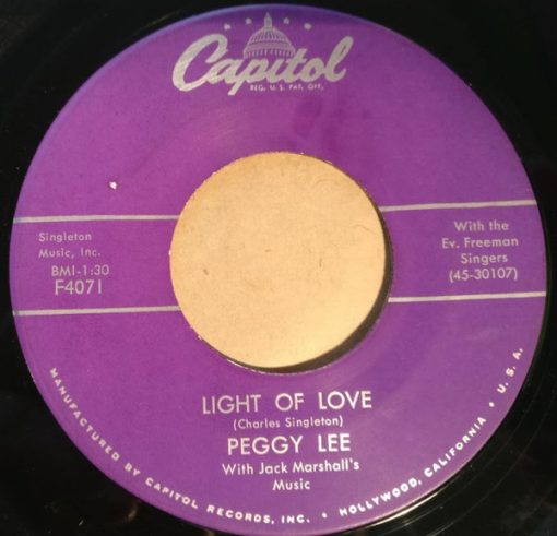 Peggy Lee - Light Of Love (7", Single) (Near Mint (NM or M-))