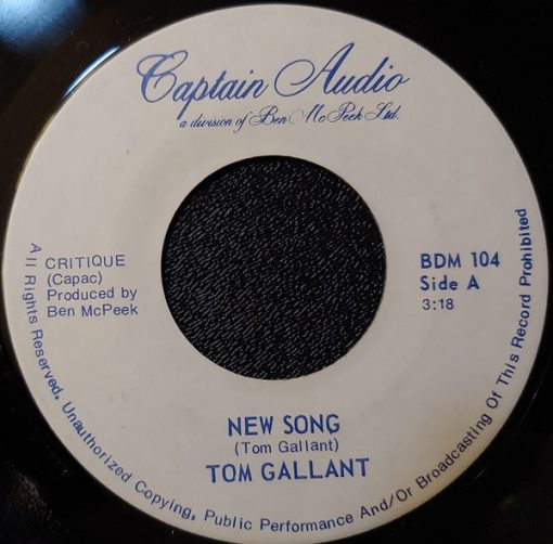 Tom Gallant - New Song (7", Single) (Very Good Plus (VG+))