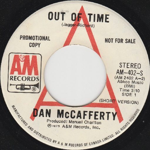 Dan McCafferty - Out Of Time (7", Single, Mono, Promo) (Near Mint (NM or M-))