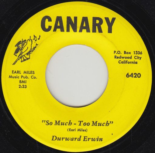 Durward Erwin - So Much - Too Much (7") (Very Good Plus (VG+))