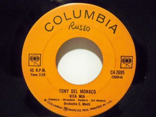 Tony Del Monaco - Vita Mia / Quando Si Alza La Luna (7") (Very Good Plus (VG+))