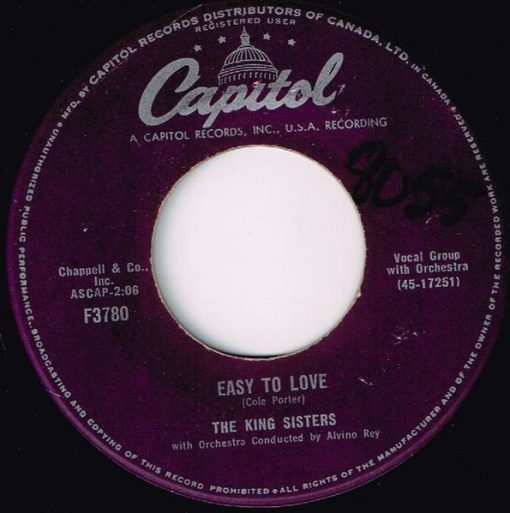 The King Sisters - Easy To Love (7", Single) (Very Good (VG))