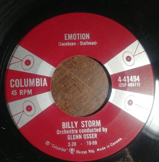 Billy Storm - I Can't Stop Crying For You / Emotion (7", Single) (Very Good Plus (VG+))