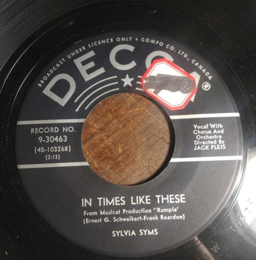 Sylvia Syms - In Times Like These (7", Single) (Very Good Plus (VG+))