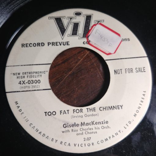 Gisele MacKenzie - Too Fat For The Chimney / Jingle Bells (7", Single, Promo) (Very Good Plus (VG+))