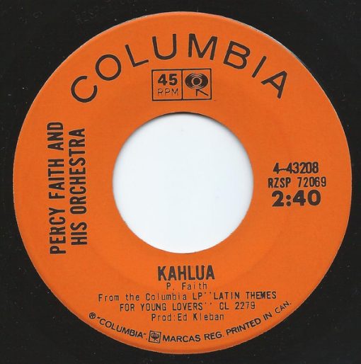 Percy Faith & His Orchestra - Kahlua (7") (Near Mint (NM or M-))