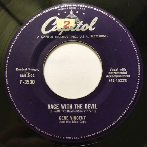 Gene Vincent & His Blue Caps - Race With The Devil / Gonna Back Up Baby (7", Single) (Near Mint (NM or M-))