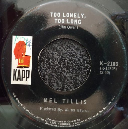 Mel Tillis - Too Lonely, Too Long / Memories Made This House (7", Single) (Near Mint (NM or M-))