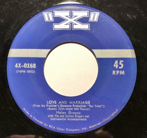 Helen Grayco With The Jud Conlon Rhythmaires - Love And Marriage / When You're In Love You Believe (7", Single, Promo) (Very Good Plus (VG+))