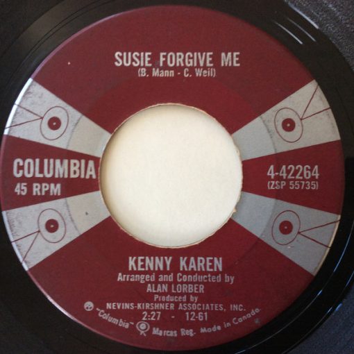 Kenny Karen - The Light In Your Window / Susie Forgive Me (7") (Very Good Plus (VG+))