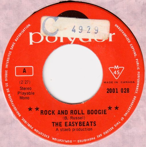 The Easybeats - Rock And Roll Boogie / Who Are My Friends (7", Single, Mono) (Very Good Plus (VG+))