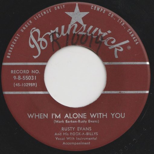 Rusty Evans And His The Rock-A-Billys - When I'm Alone With You (7", Single) (Very Good Plus (VG+))