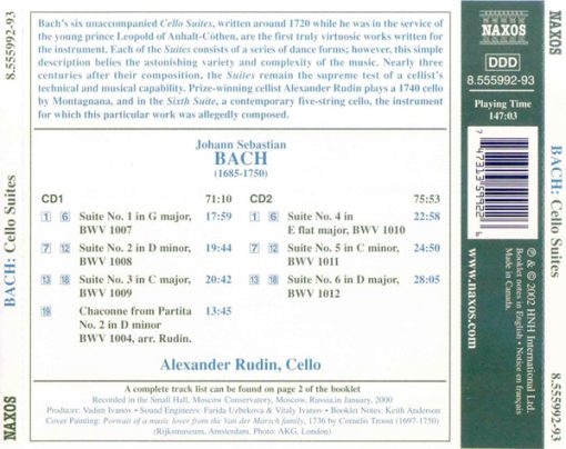 Johann Sebastian Bach, Alexander Rudin - Cello Suites (2xCD, Comp) (Near Mint (NM or M-)) - Image 2