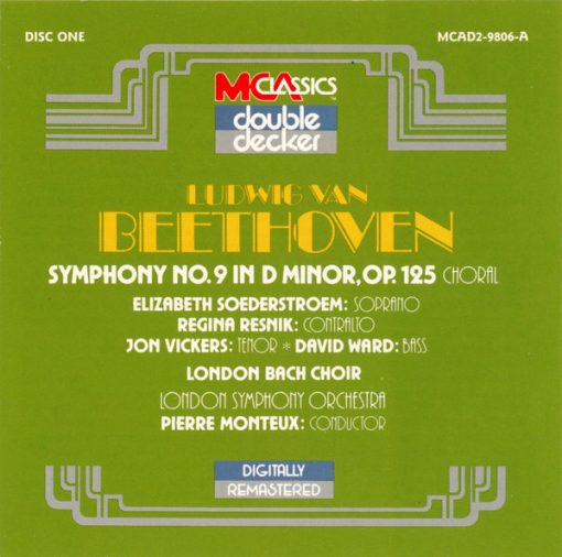 Ludwig van Beethoven, Pierre Monteux, Artur Rodzinski, London Symphony Orchestra, Elisabeth Söderström, Regina Resnik, Jon Vickers, David Ward (7), Philharmonic Symphony Of London - Symphony N°9 In D Minor, Op. 125 - Symphony N°5 In C Minor Op.67 (2xCD, Comp) (Near Mint (NM or M-))