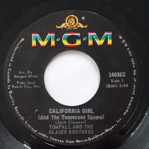 Tompall Glaser & The Glaser Brothers - California Girl (And The Tennessee Square) (7", Single) (Near Mint (NM or M-))