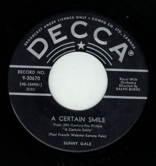 Sunny Gale - A Certain Smile / Just friends (7", Single) (Very Good Plus (VG+))