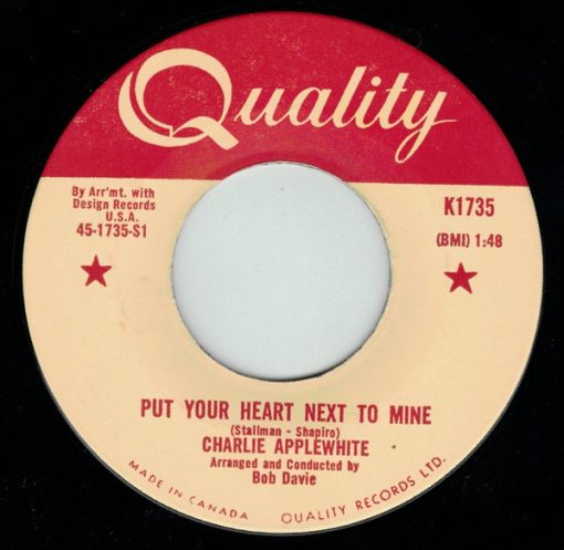 Charlie Applewhite - Saturday's Kisses / Put Your Heart Next To Mine (7", Single) (Very Good Plus (VG+))