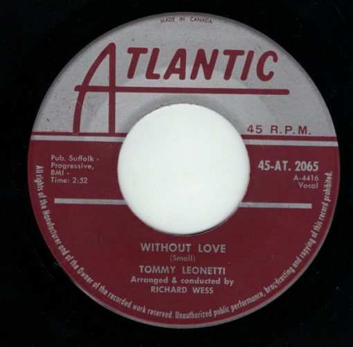 Tommy Leonetti - Without Love / Blue Bird Of Happiness (7", Single) (Very Good Plus (VG+))