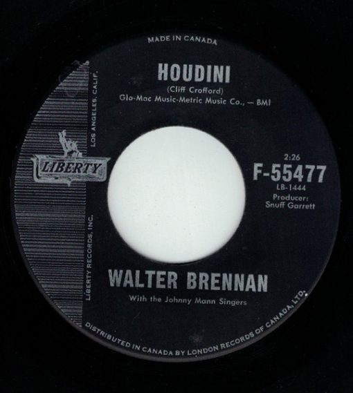 Walter Brennan - Houdini / The Old Kelly Place (7", Single) (Good Plus (G+))