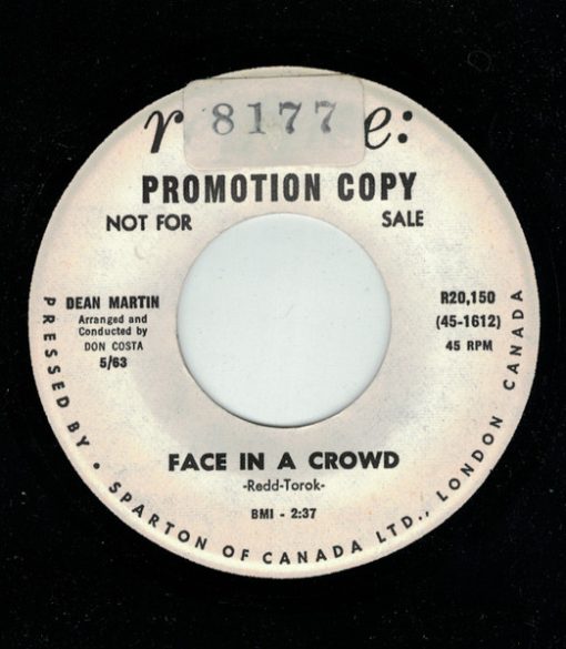 Dean Martin - Face In A Crowd (7", Single, Promo) (Good Plus (G+))