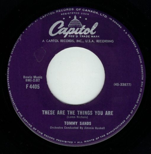 Tommy Sands - These Are The Things You Are / The Old Oaken Bucket (7", Single) (Very Good (VG))