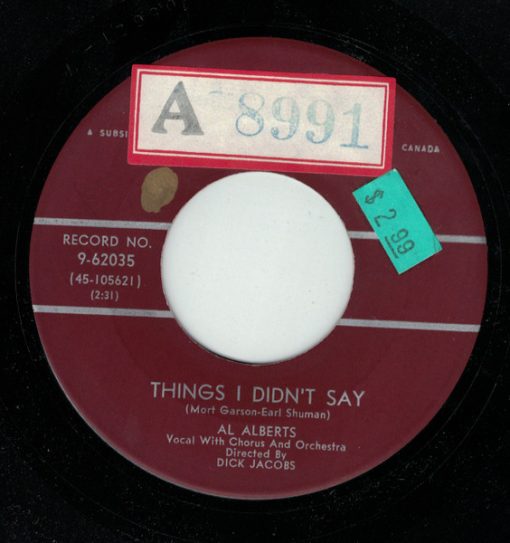 Al Alberts - Things I Didn't Say / God's Greatest Gift (7", Single) (Very Good Plus (VG+))