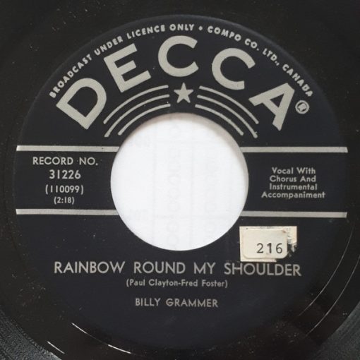 Billy Grammer - Rainbow Round My Shoulder / Columbus Stockade Blues (7", Single) (Near Mint (NM or M-))