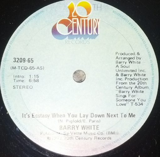 Barry White - It's Ecstasy When You Lay Down Next To Me / I Never Thought I'd Fall In Love With You (12") (Mint (M))