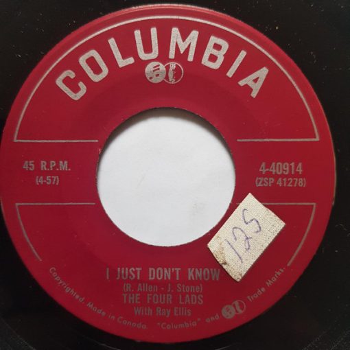 The Four Lads With Ray Ellis - I Just Don't Know / Golly (7", Single) (Near Mint (NM or M-))