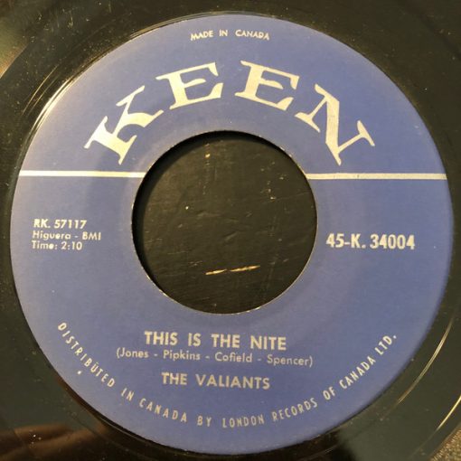 The Valiants - This Is The Nite (7", Single, Mono) (Very Good (VG))