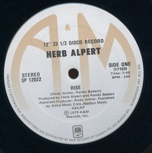 Herb Alpert - Rise / Aranjuez (Mon Amour) (12") (Mint (M))