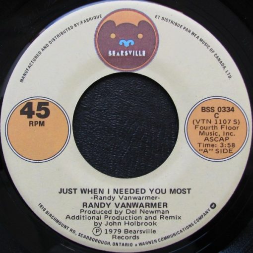 Randy Vanwarmer - Just When I Needed You Most / Your Light (7", Single) (Near Mint (NM or M-))