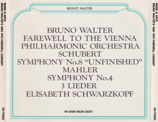 Bruno Walter, Wiener Philharmoniker, Franz Schubert, Gustav Mahler - Bruno Walter Farewell To The Vienna Philharmonic Orchestra (2xCD, Comp) (Near Mint (NM or M-))