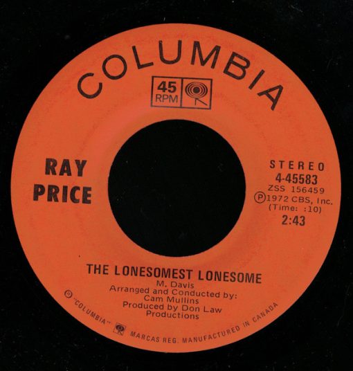 Ray Price - The Lonesomest Lonesome (7", Single) (Near Mint (NM or M-))