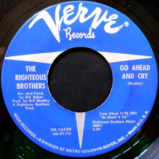 The Righteous Brothers - Go Ahead And Cry (7", Single) (Very Good Plus (VG+))