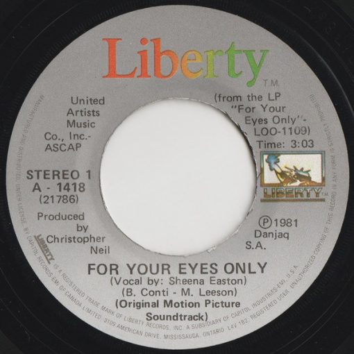 Sheena Easton - For Your Eyes Only (7", Single) (Near Mint (NM or M-))