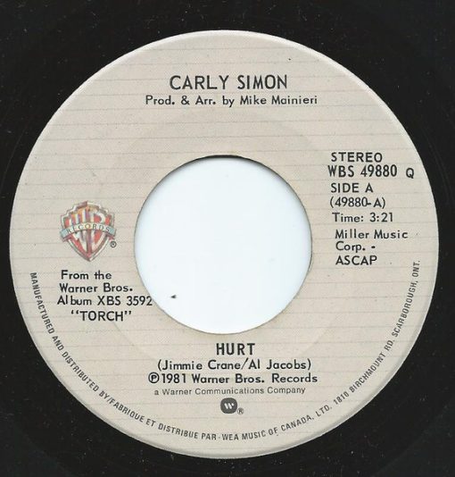 Carly Simon - Hurt (7") (Near Mint (NM or M-))