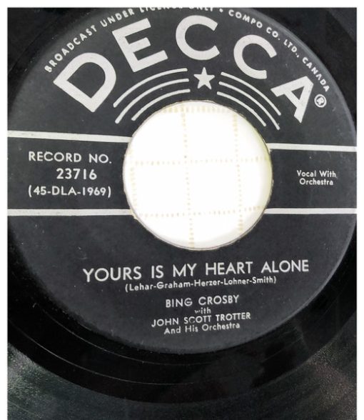 Bing Crosby - Yours Is My Heart Alone / The Anniversary Waltz (7", Single) (Very Good Plus (VG+))