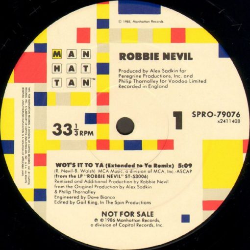 Robbie Nevil - Wot's It To Ya (12", Promo) (Mint (M))