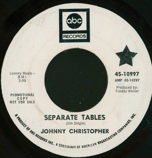 Johnny Christopher - Separate Tables (7", Promo) (Very Good (VG))