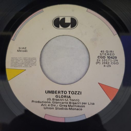 Umberto Tozzi - Gloria / Ti Amo (7", Single) (Very Good Plus (VG+))