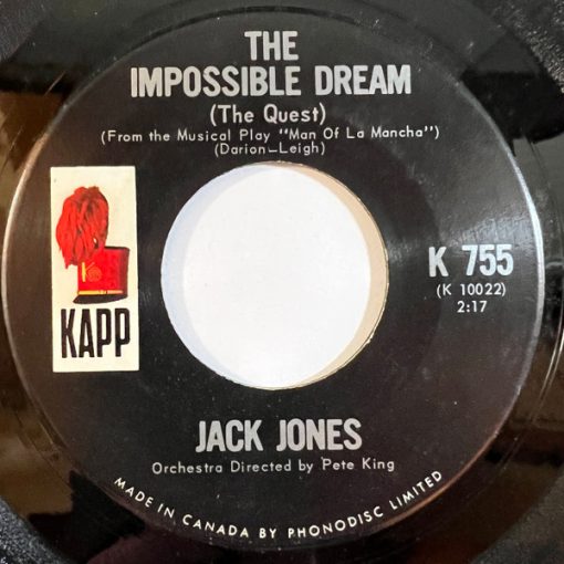 Jack Jones - The Impossible Dream (The Quest) / Strangers In The Night (7", Single) (Very Good Plus (VG+))